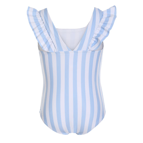 Ruffle one-piece - Blue stripe