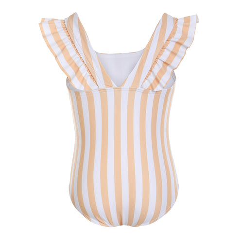Ruffle one-piece - Gold stripe